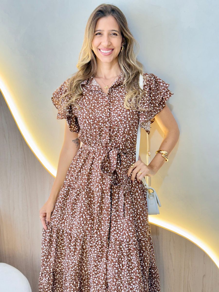 VESTIDO MIDI KALITA MARROM