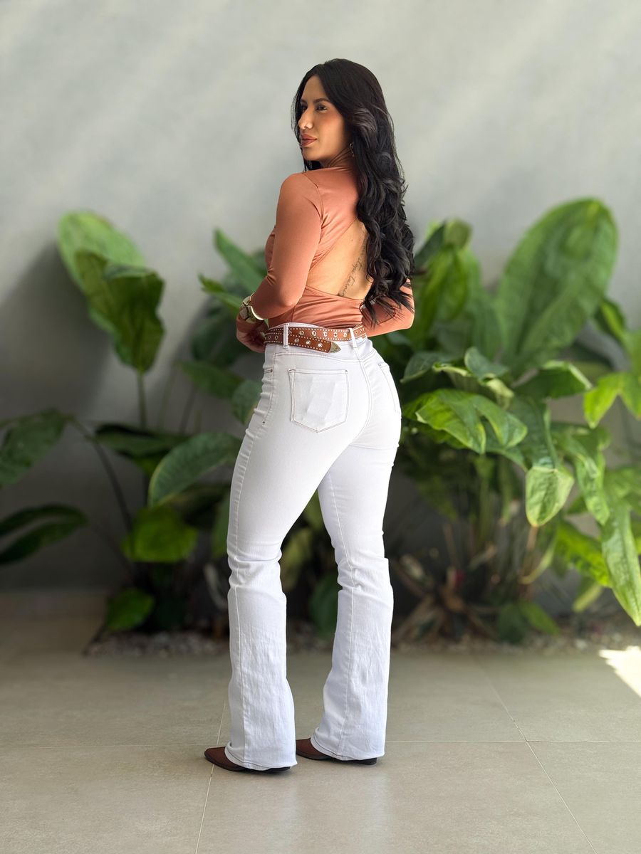 Body Elisa Manga Longa Decote nas costas MARROM CLARO