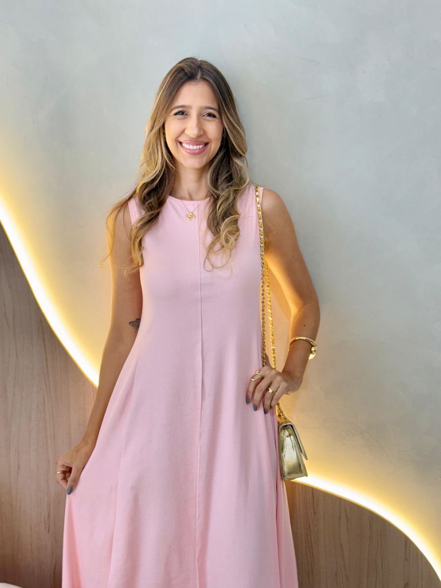 VESTIDO YASMIN CANELADO ROSA