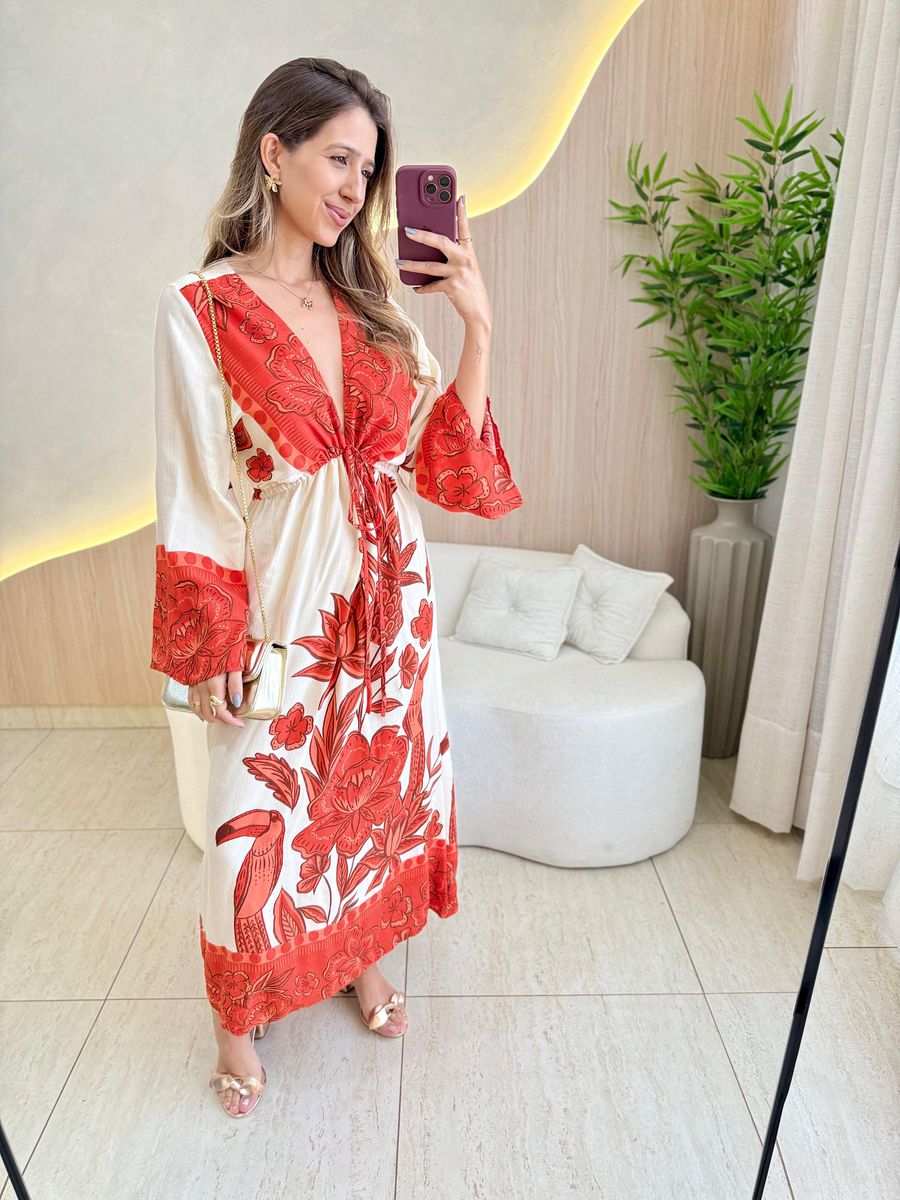 VESTIDO ESTAMPADO ISADORA VERMELHO