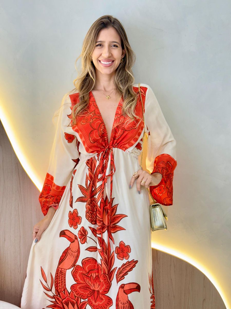 VESTIDO ESTAMPADO ISADORA VERMELHO
