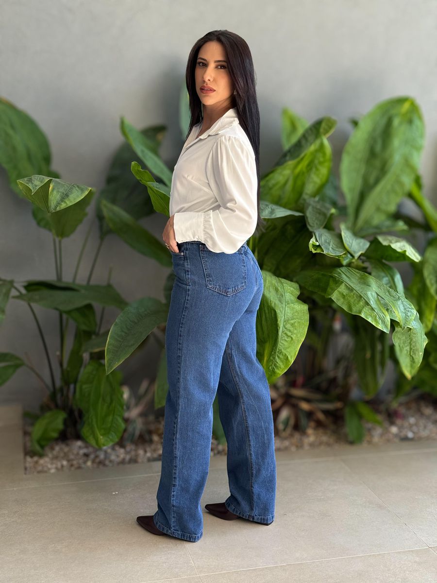 Calça Wide Leg Jeans Cherry 606 LAVAGEM ESCURA 
