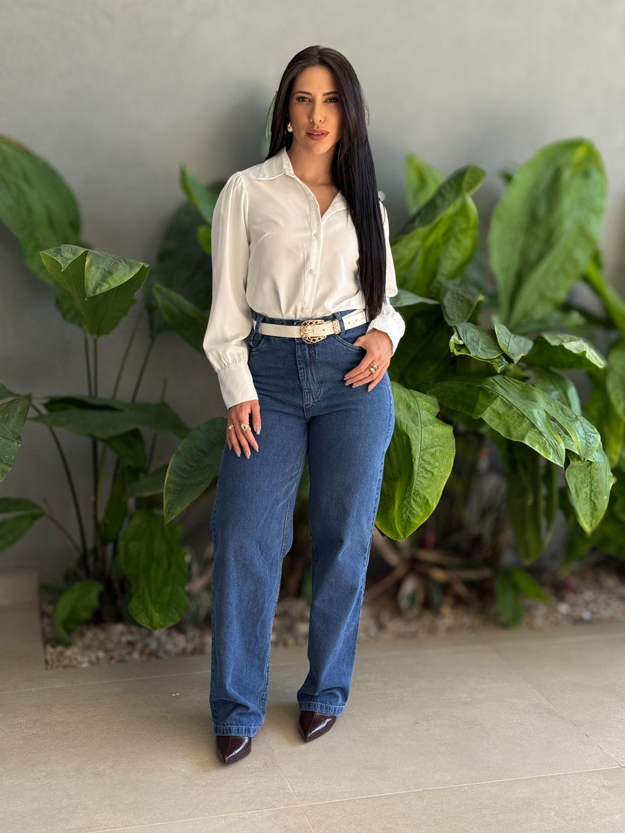 Calça Wide Leg Jeans Cherry 606 LAVAGEM ESCURA 