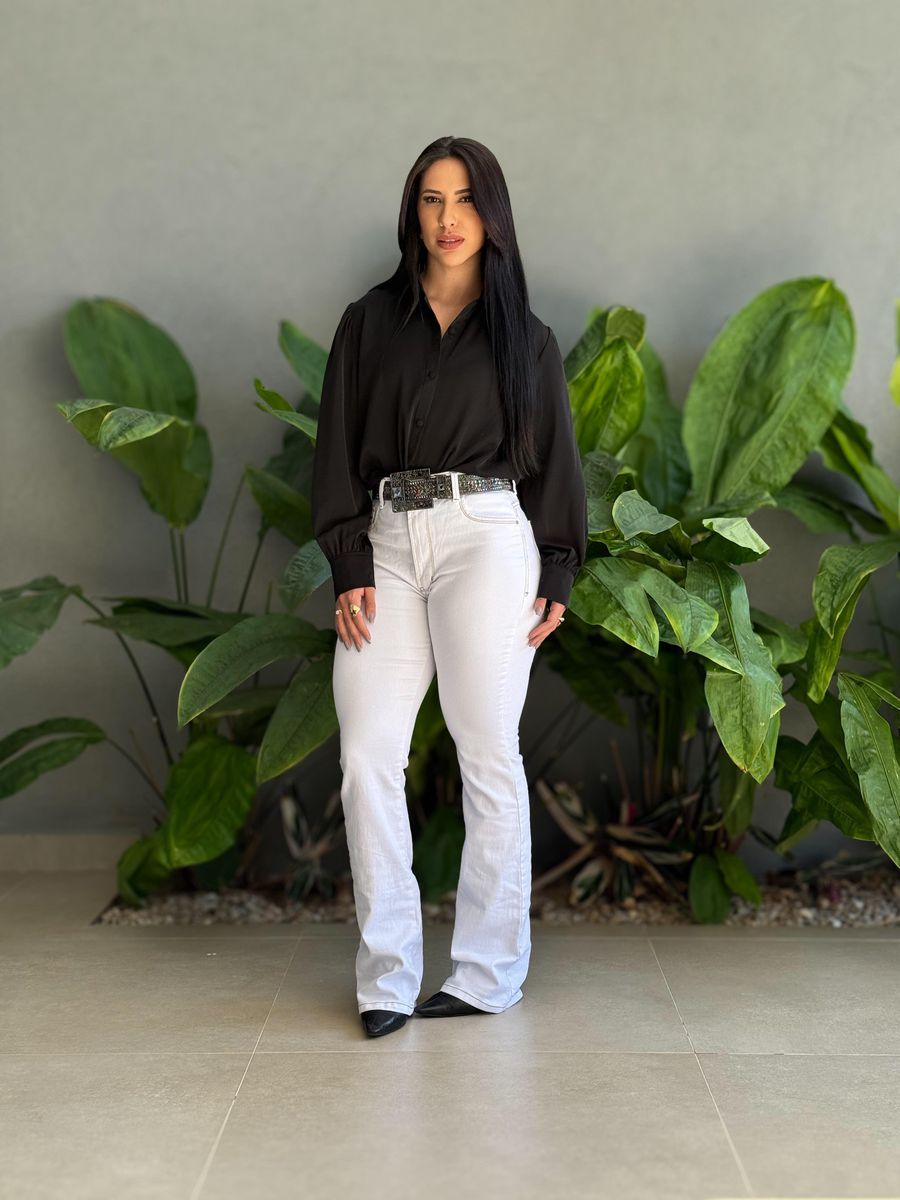 Camisa Lidia Manga Longa PRETO