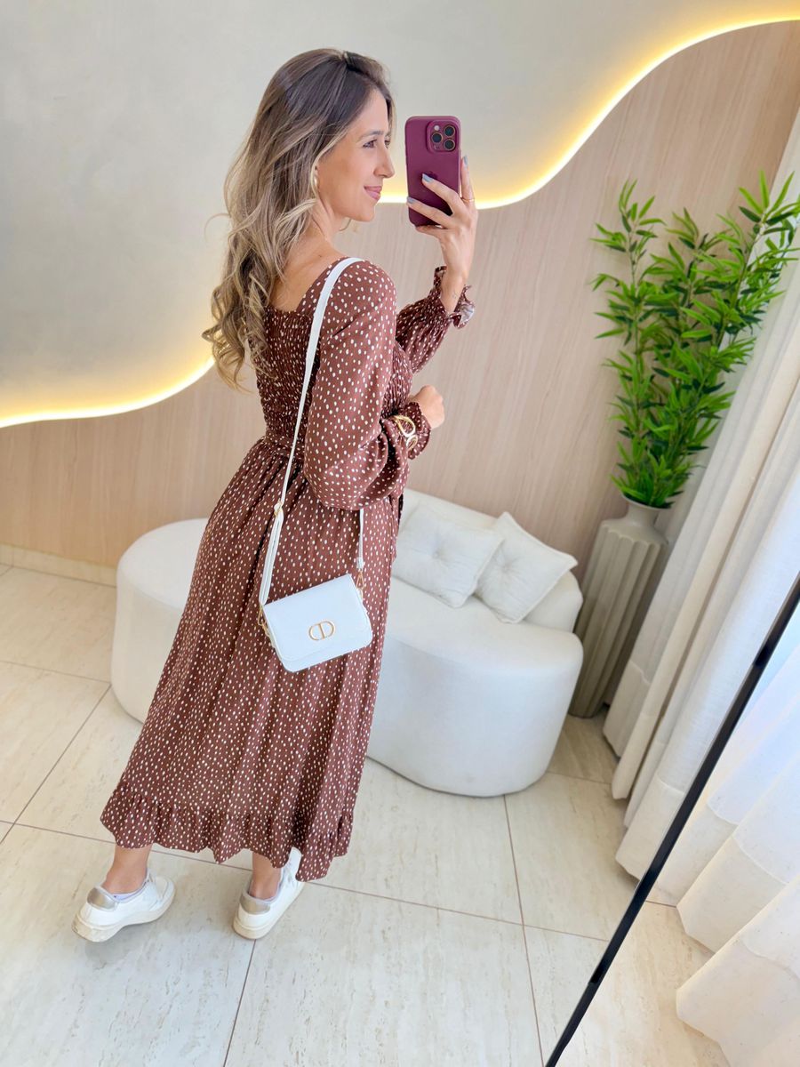 VESTIDO MIDI ALINE MARROM