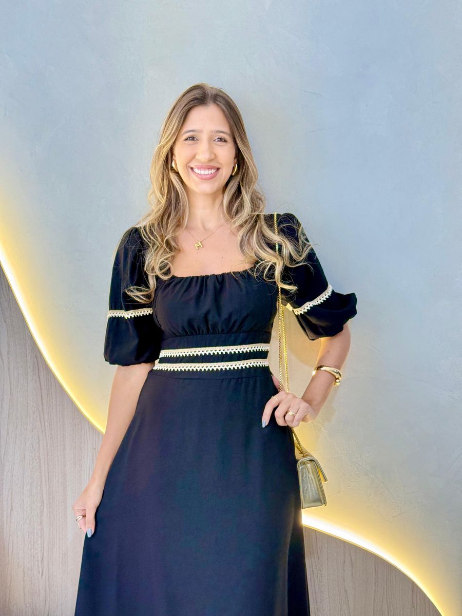 VESTIDO MIDI ELISA PRETO