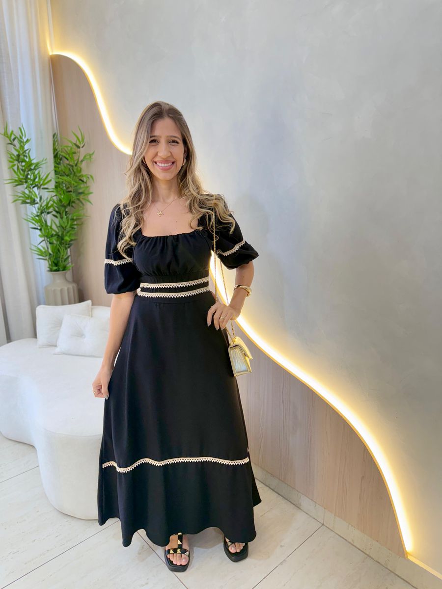 VESTIDO MIDI ELISA PRETO