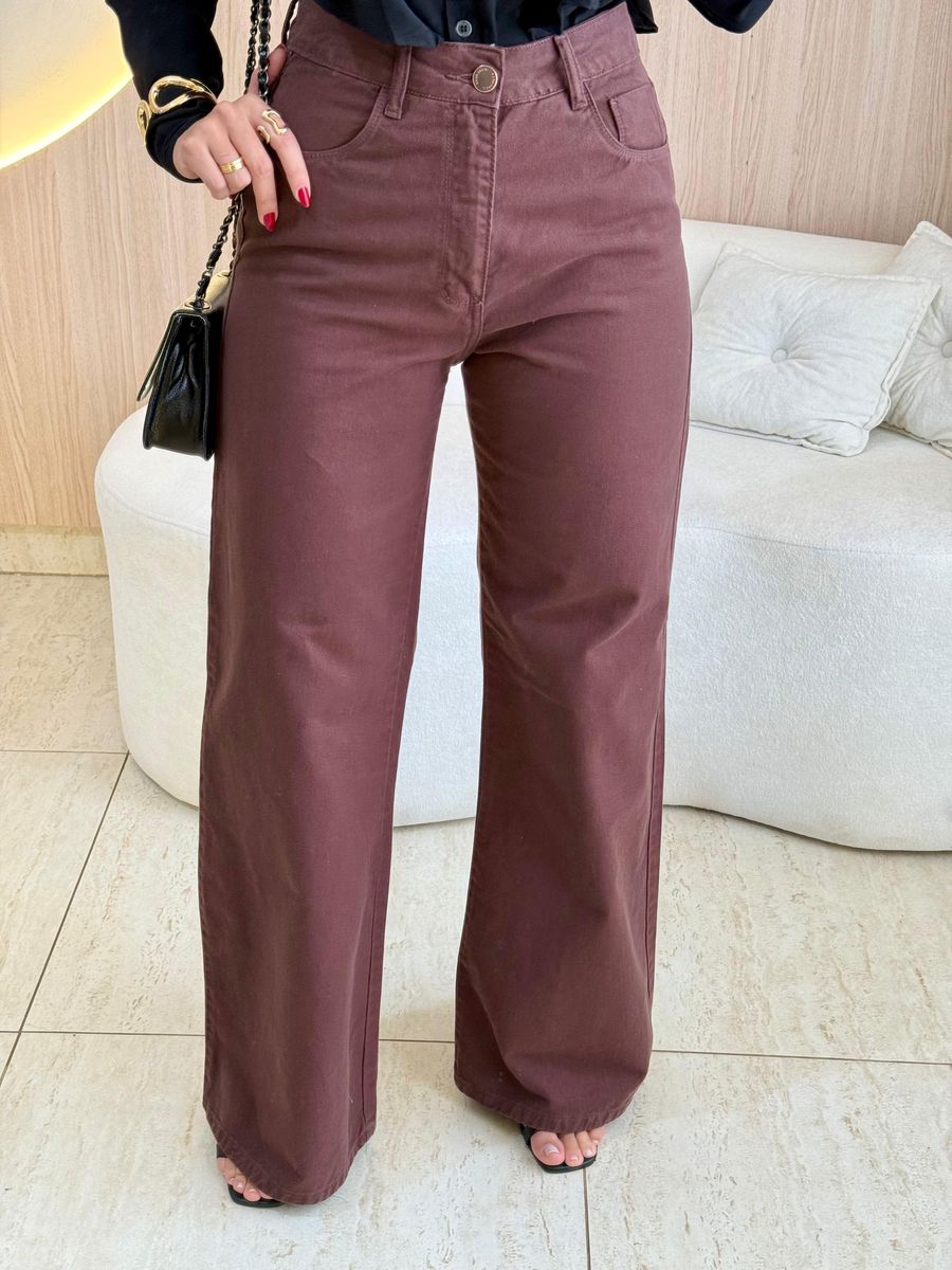 CALÇA WIDE LEG GABRIELA MARROM