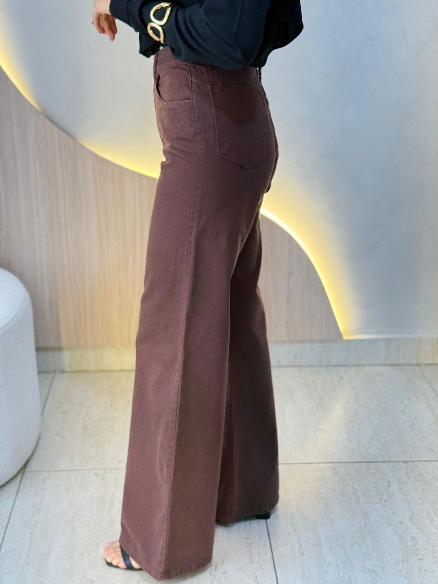 CALÇA WIDE LEG GABRIELA MARROM
