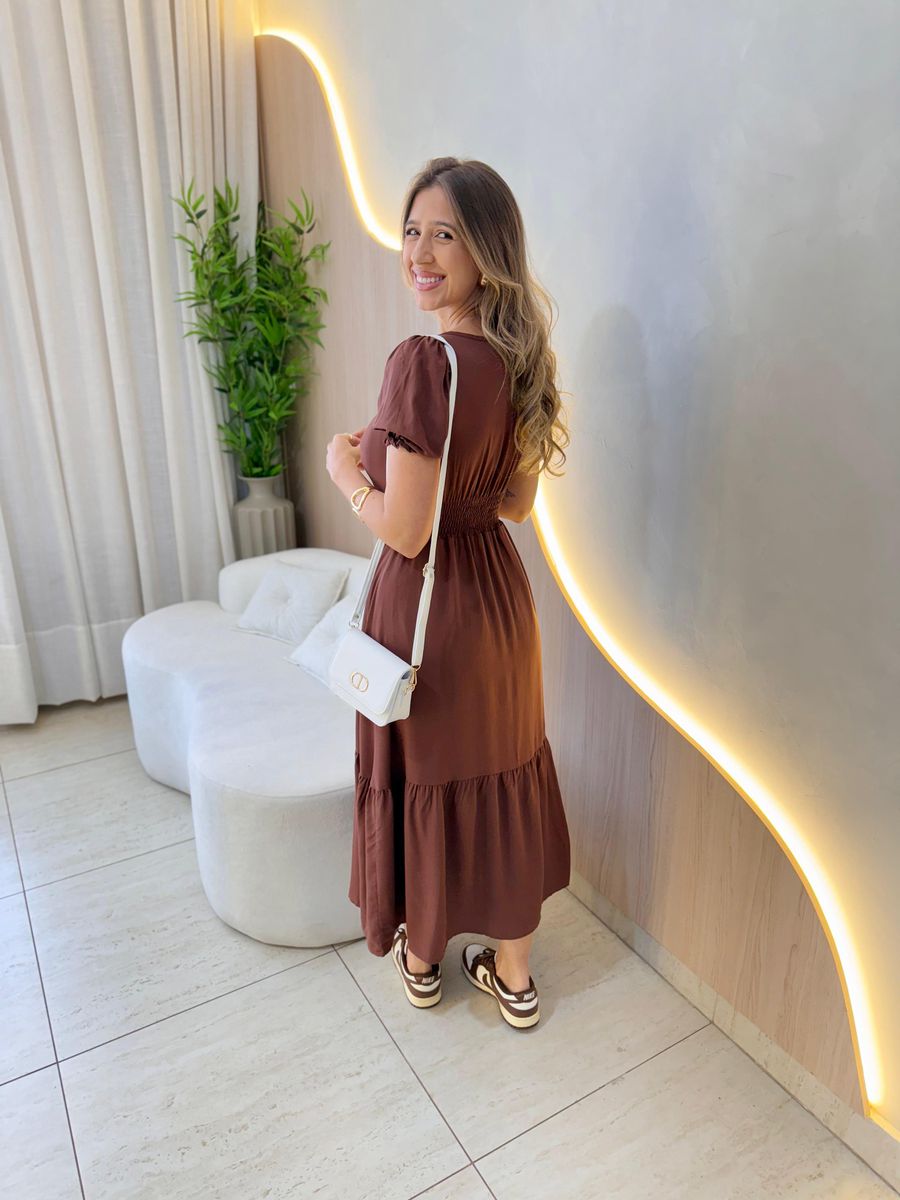 VESTIDO MIDI DANDARA MARROM