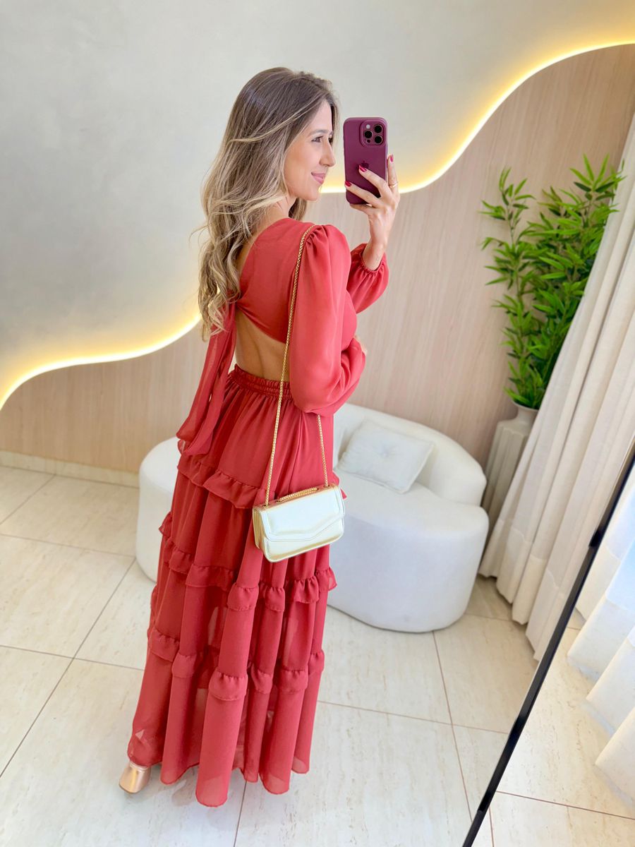 VESTIDO LONGO KETLYN TELHA