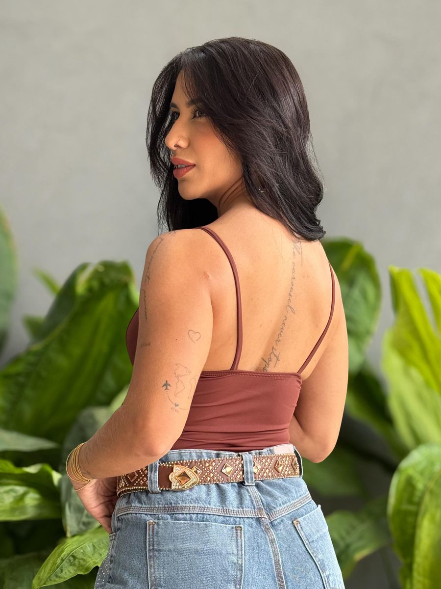 Body Maiô Alças Finas MARROM