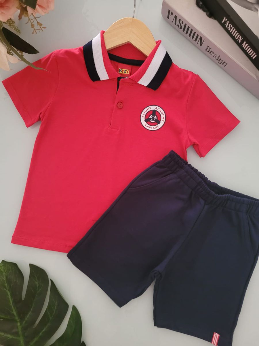 Conj Mas Polo Flight Kyly Vermelho