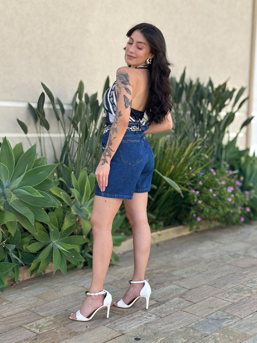 Lenço Multiformas De Amarração Estampado Azul Marinho