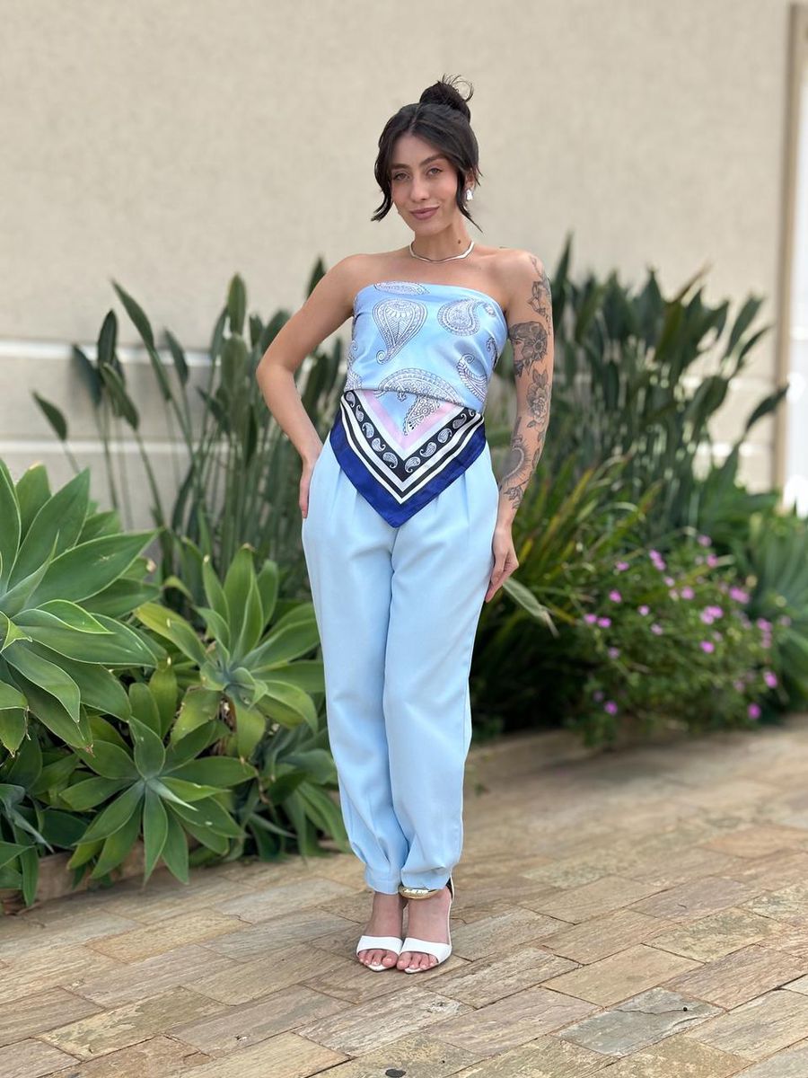 Lenço Multiformas De Amarração Estampado Azul Bebe