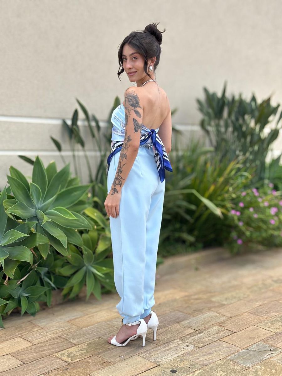 Lenço Multiformas De Amarração Estampado Azul Bebe