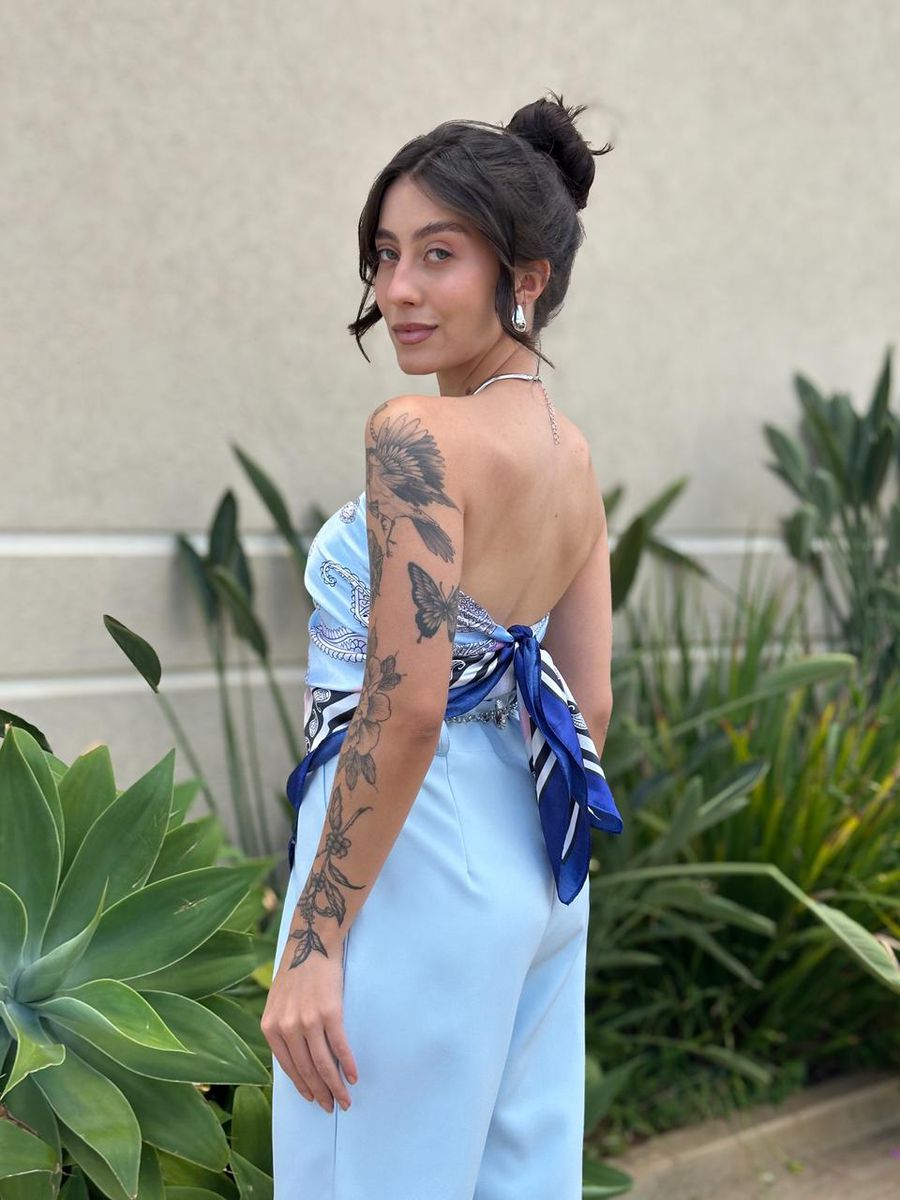 Lenço Multiformas De Amarração Estampado Azul Bebe