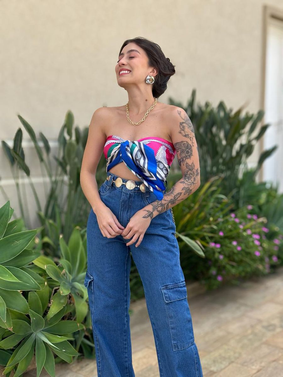 Lenço Multiformas De Amarração Estampado Rosa 