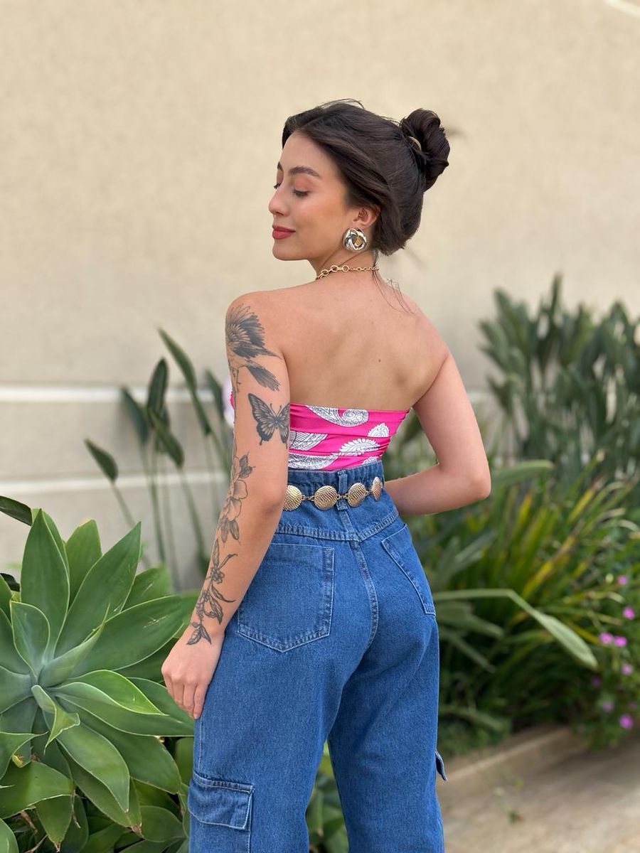 Lenço Multiformas De Amarração Estampado Rosa 