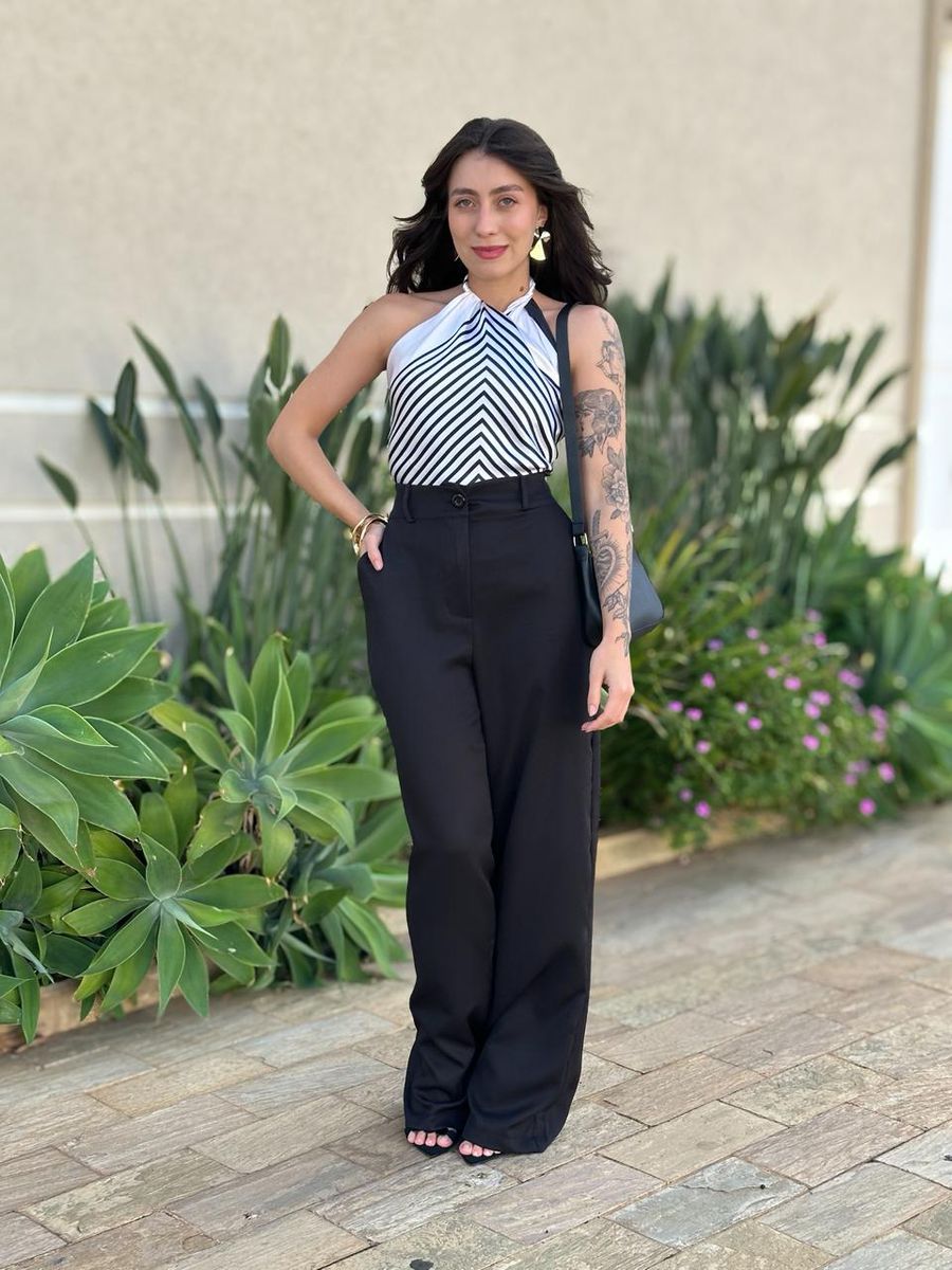 Lenço Multiformas De Amarração Estampado Creme E Preto