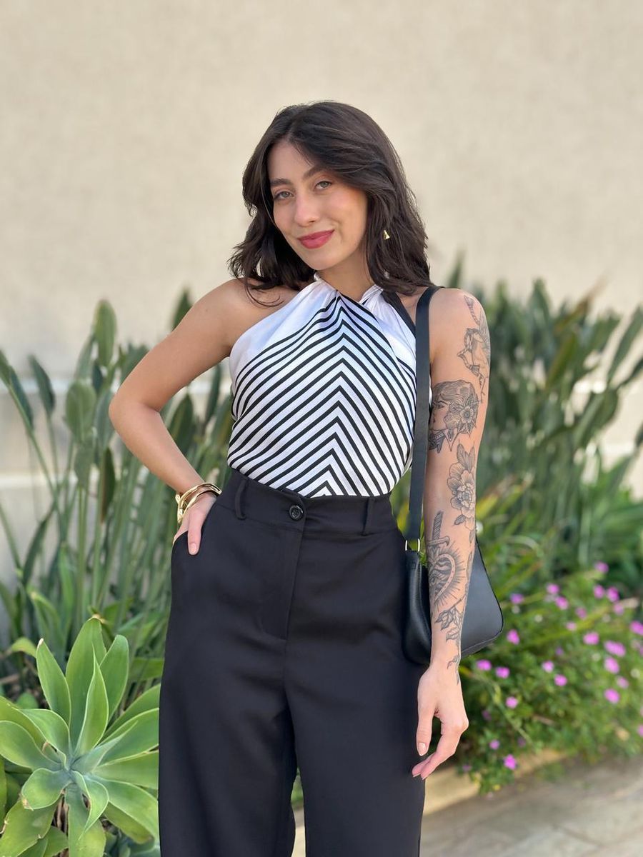 Lenço Multiformas De Amarração Estampado Creme E Preto