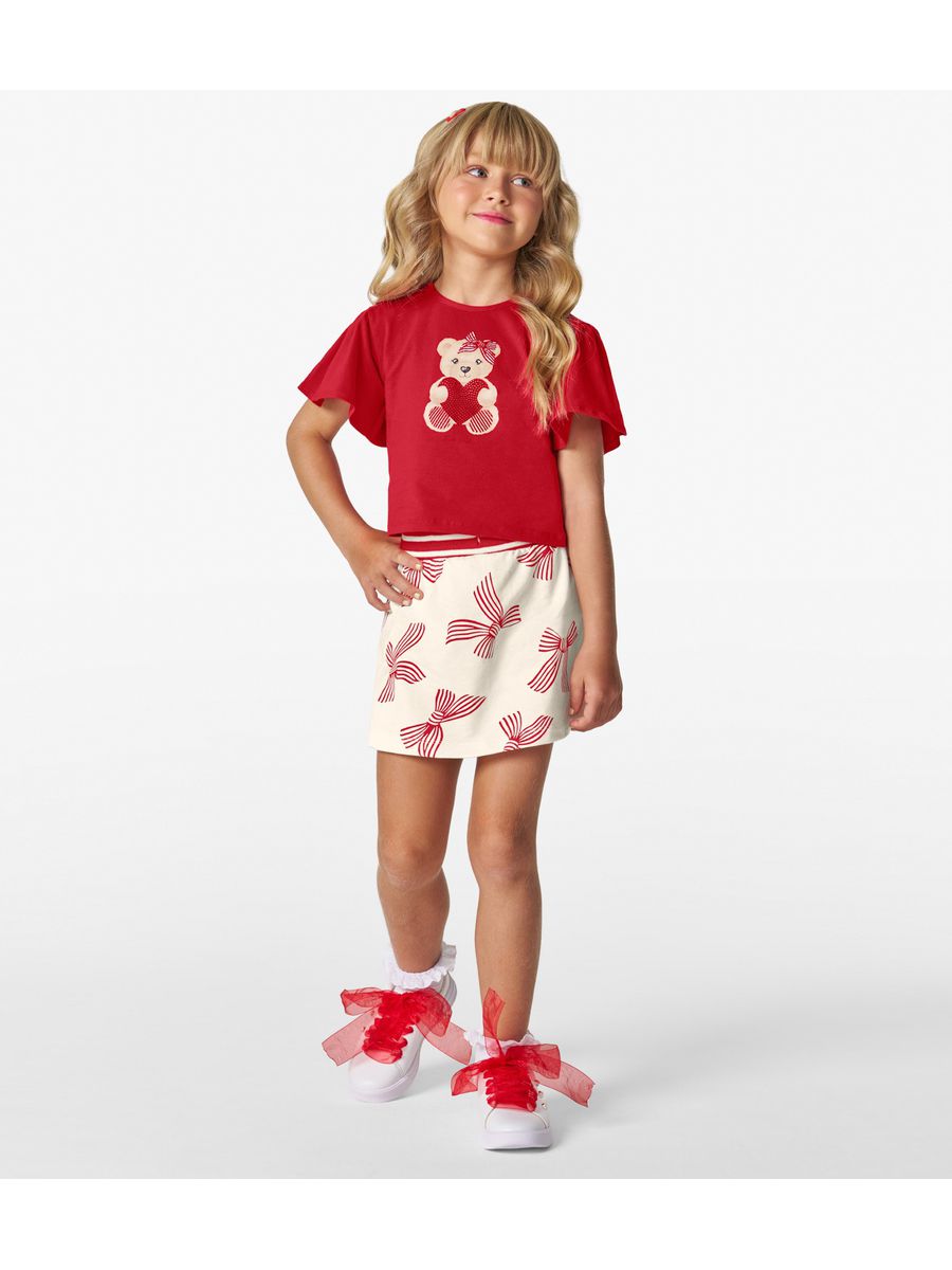 Conj Fem Ursinho Verm Trick Nick Vermelho