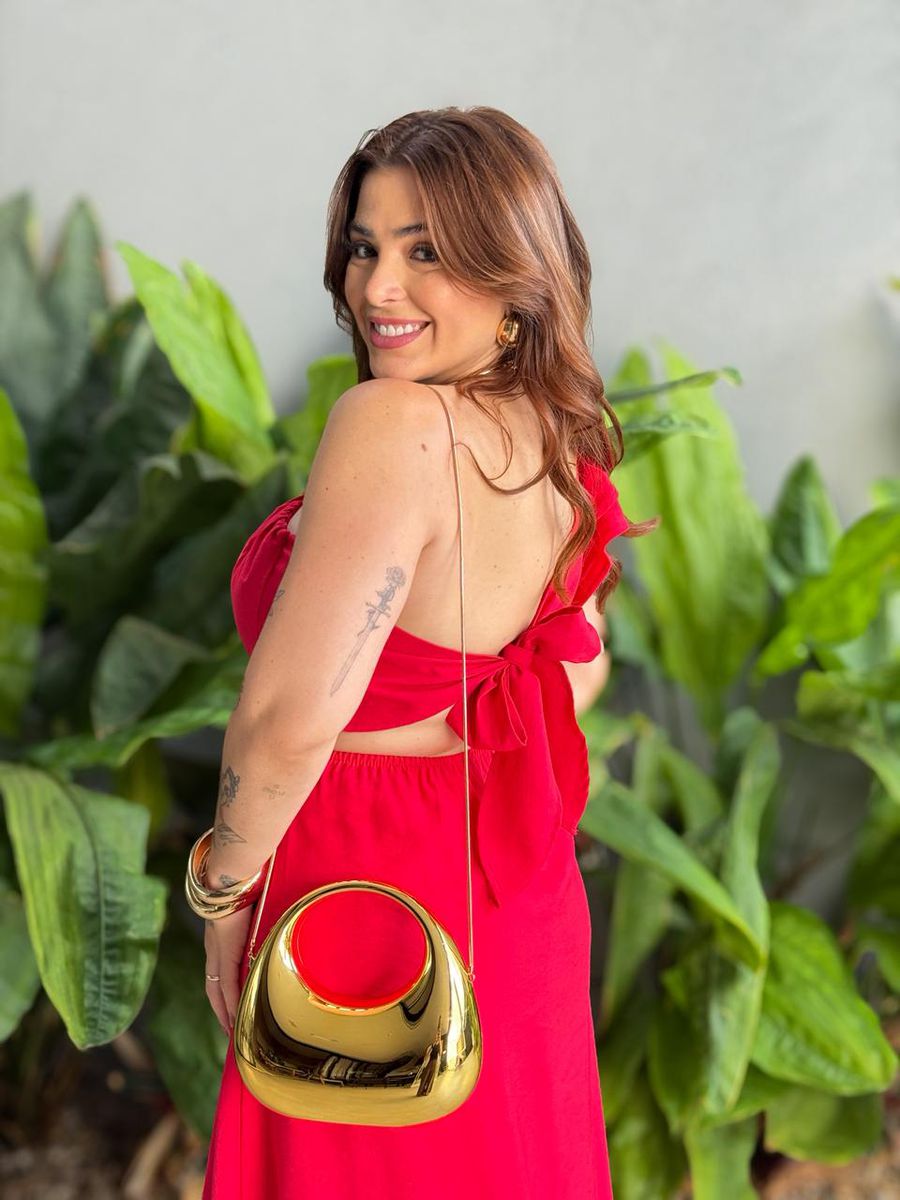 Vestido Midi Andrea Nula Manga Vermelho