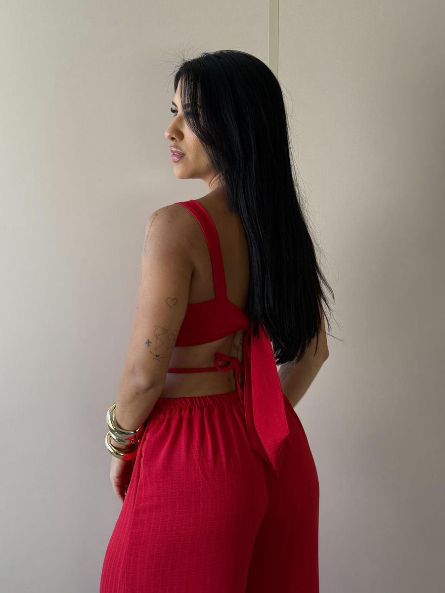 Macacão Longo Maju Vermelho