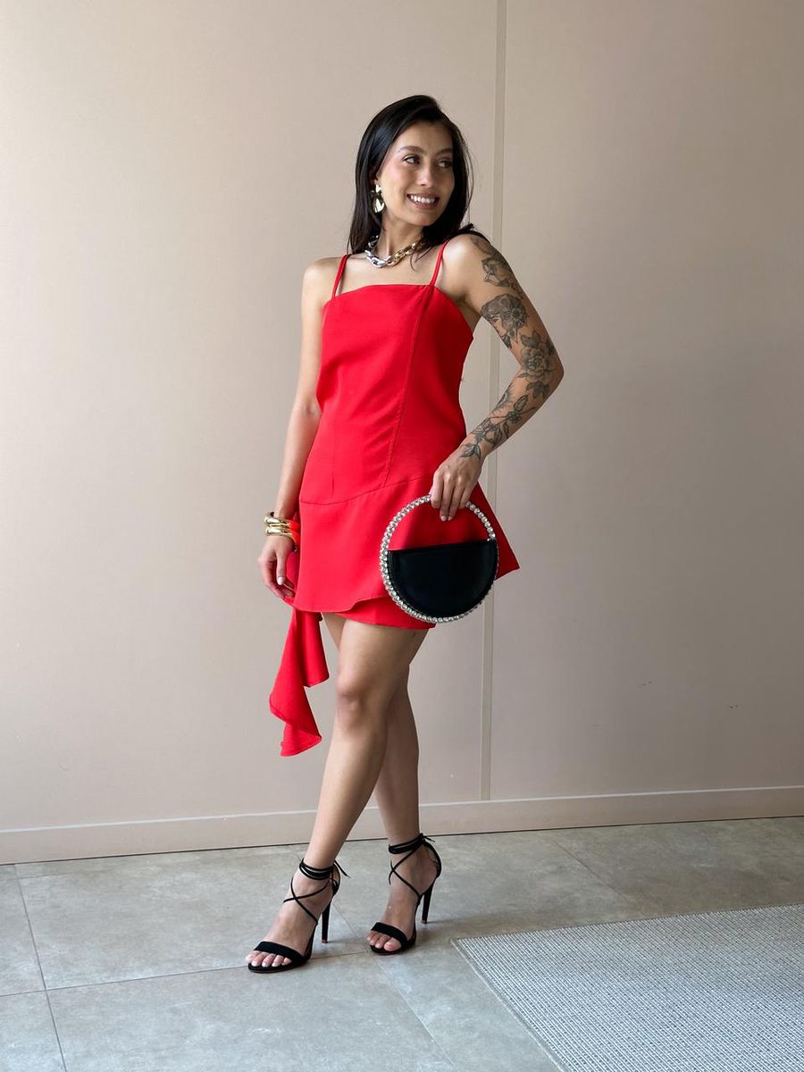 Conjunto Rochele Blusa E Shorts Saia Em Alfaiataria Vermelho