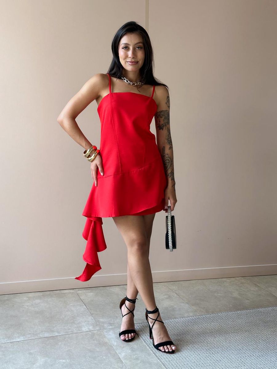 Conjunto Rochele Blusa E Shorts Saia Em Alfaiataria Vermelho