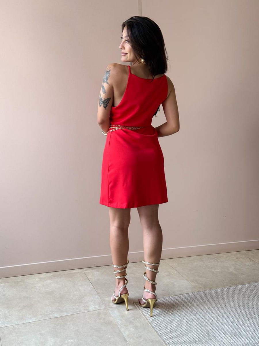 Vestido Curto Ananda Em Crepe De Alfaiataria Vermelho