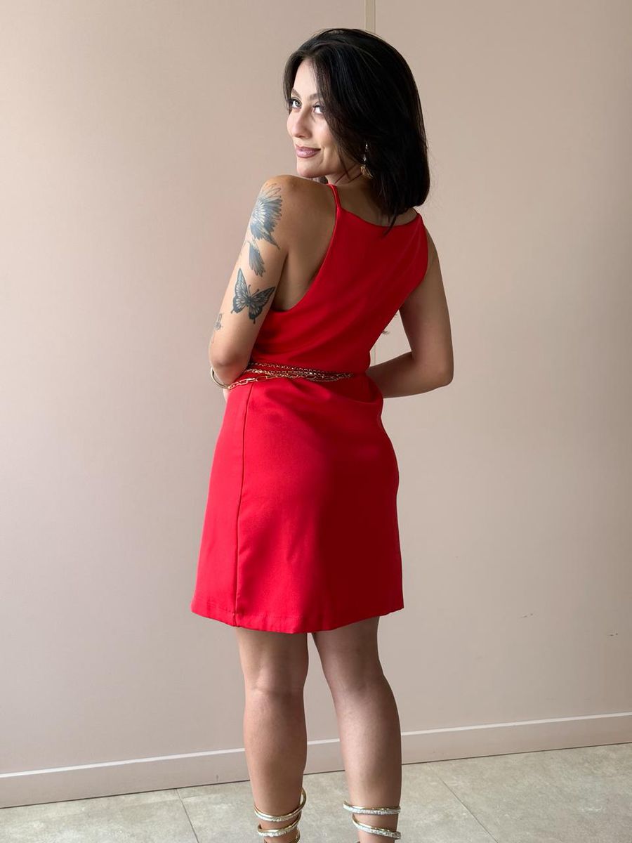 Vestido Curto Ananda Em Crepe De Alfaiataria Vermelho