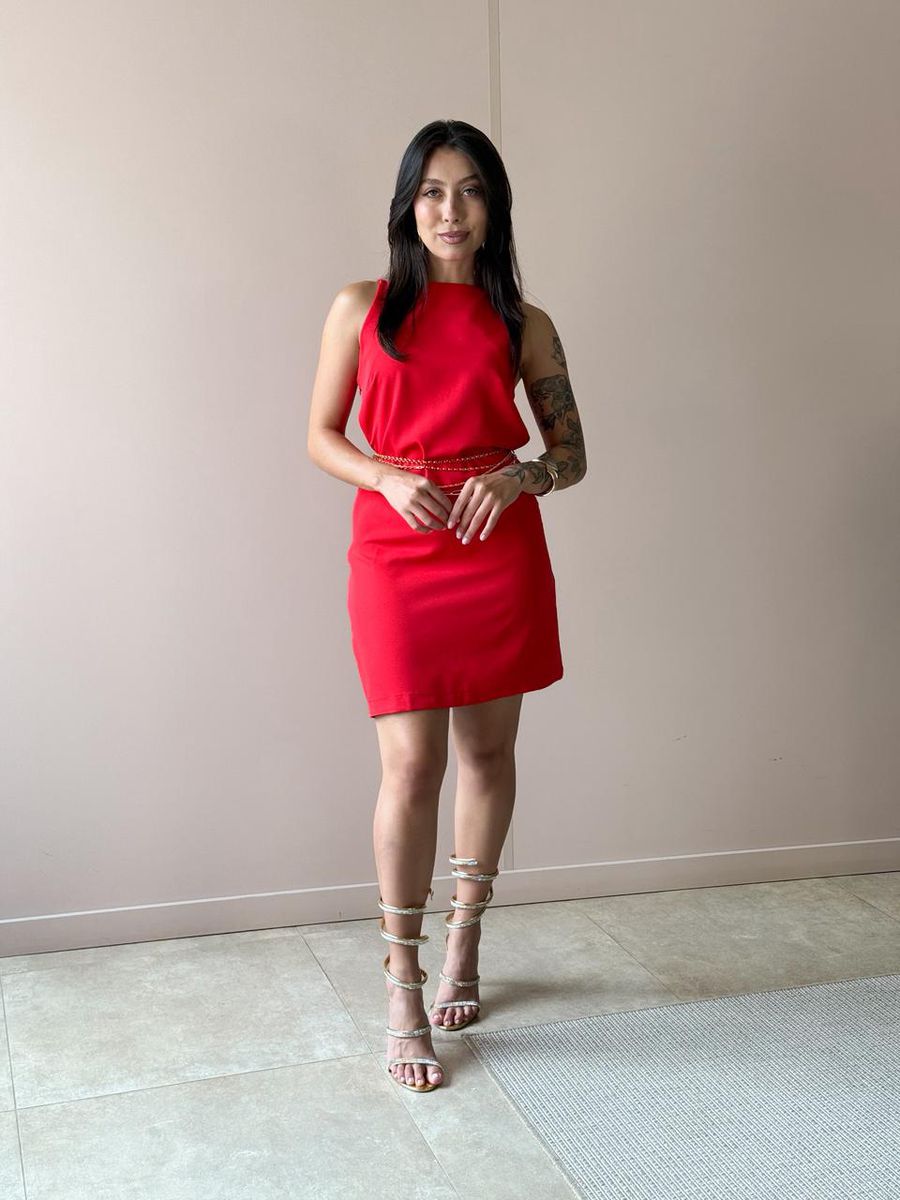 Vestido Curto Ananda Em Crepe De Alfaiataria Vermelho