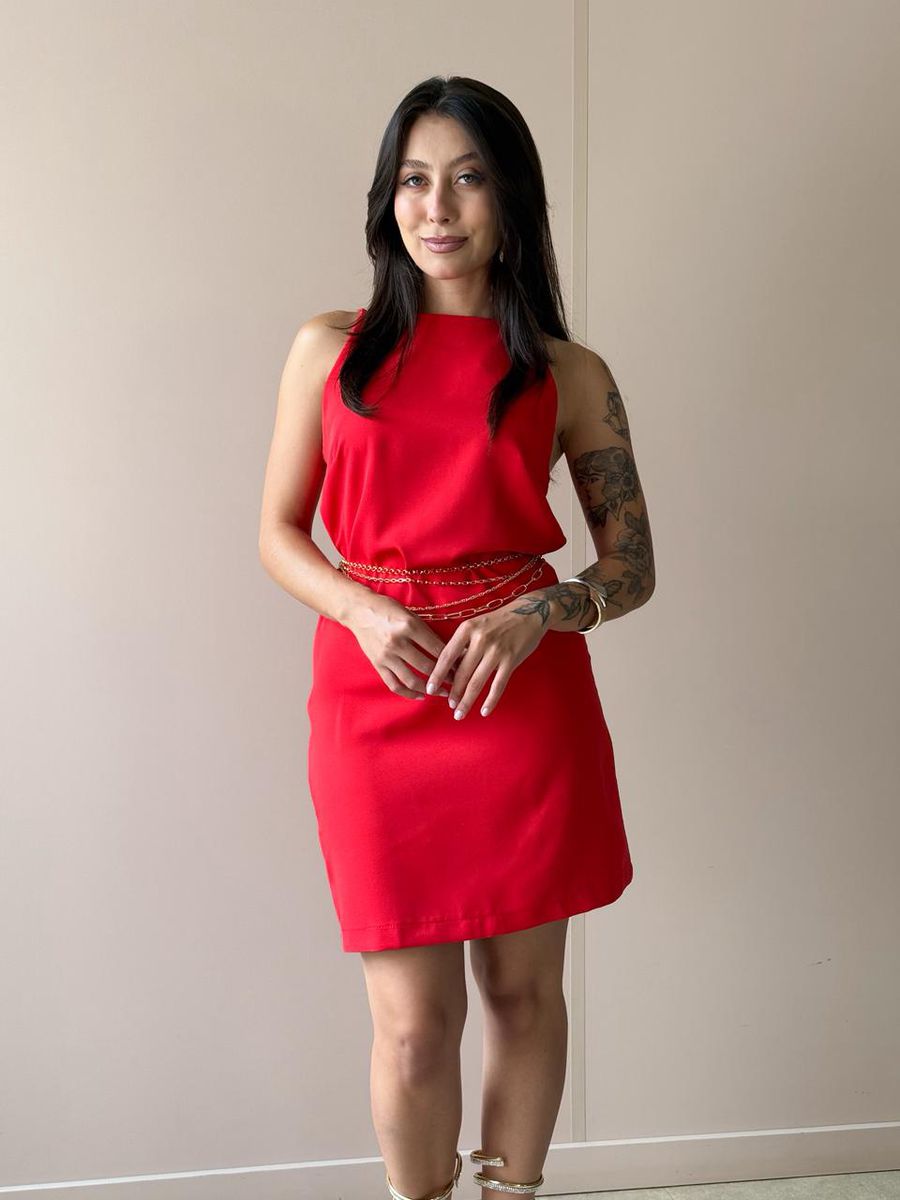 Vestido Curto Ananda Em Crepe De Alfaiataria Vermelho