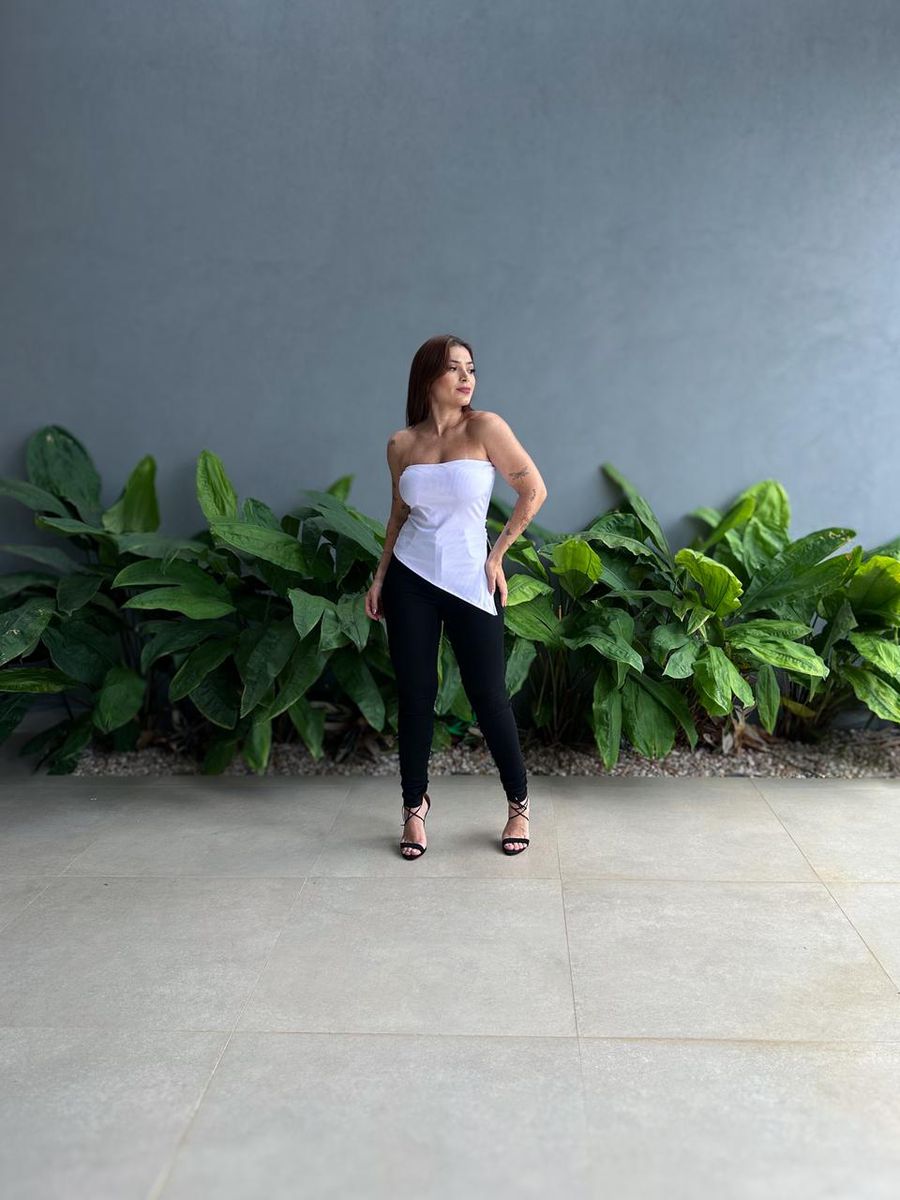 Blusa Sem Alças Assimétrica Branca