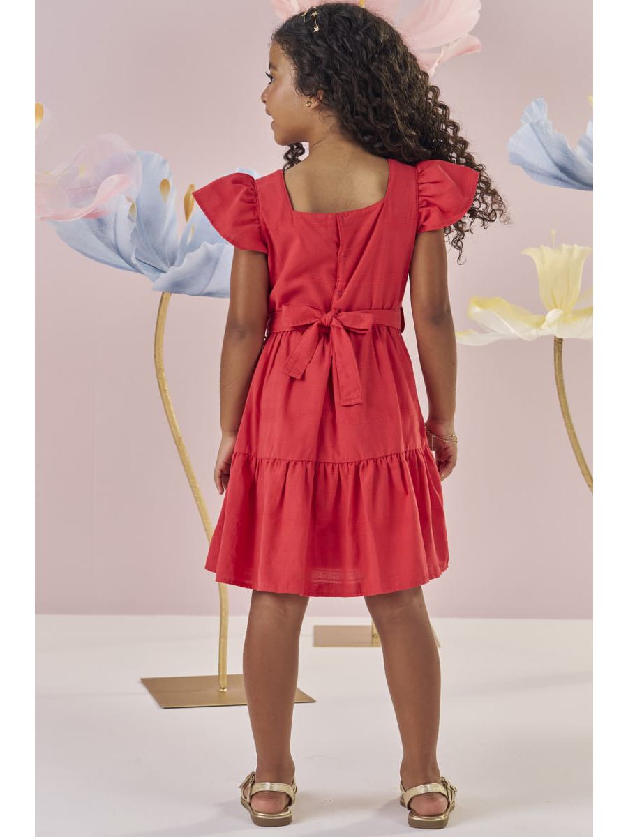 Vestido Tricoline Ver Kukie Vermelho