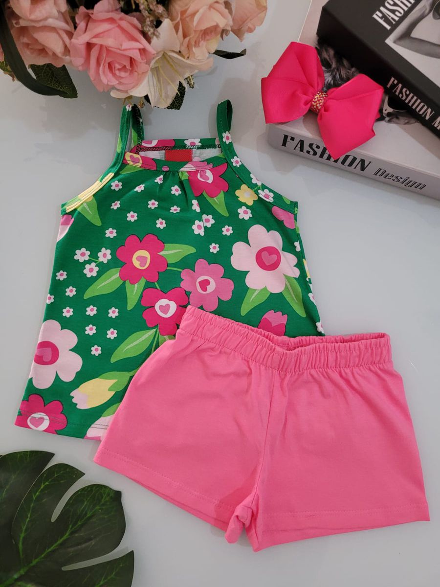 Conj Fem Reg Florido Verde Kyly N/i