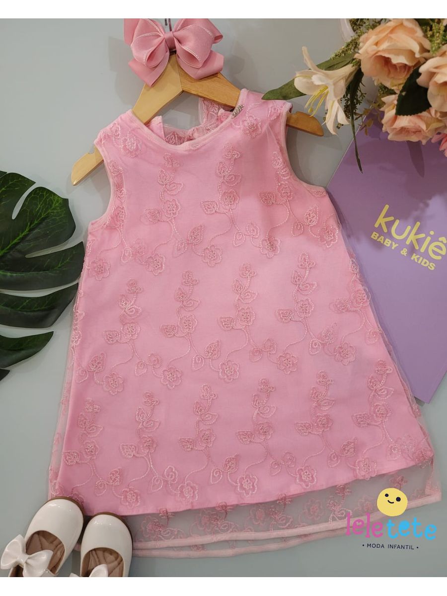 Vestido Borbado Rosa Kukie Rosa