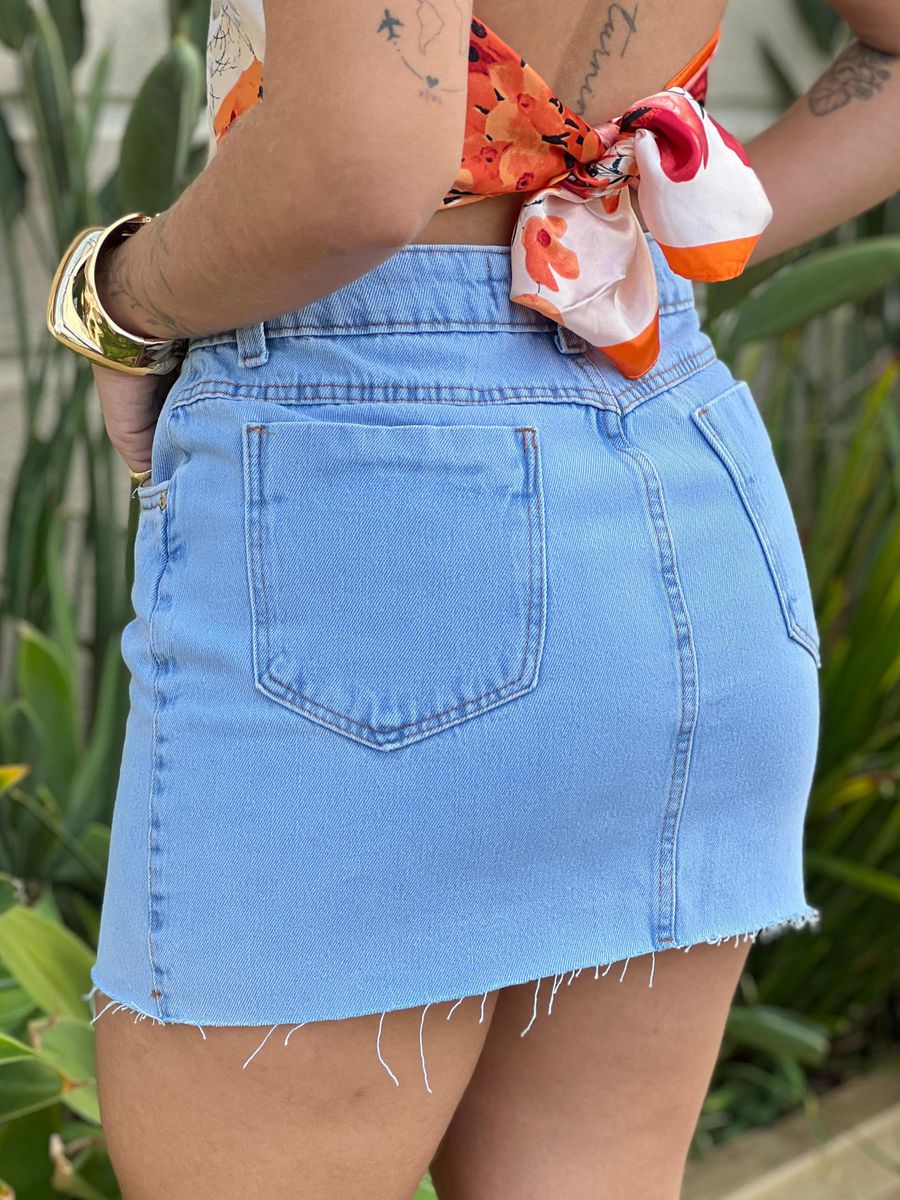 Saia Jeans Ozzo 1026 Sem Lycra Azul Jeans