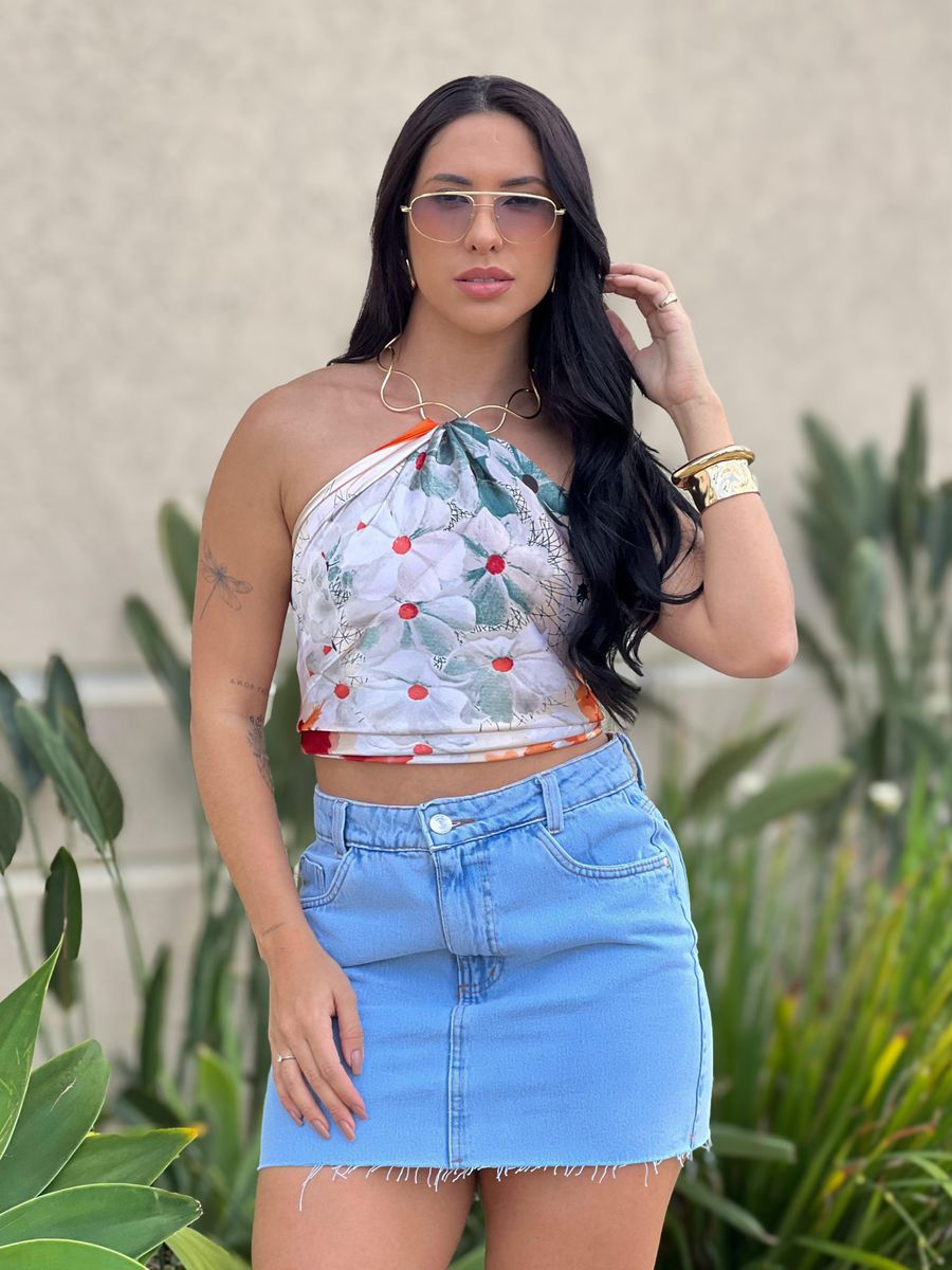 Saia Jeans Ozzo 1026 Sem Lycra Azul Jeans