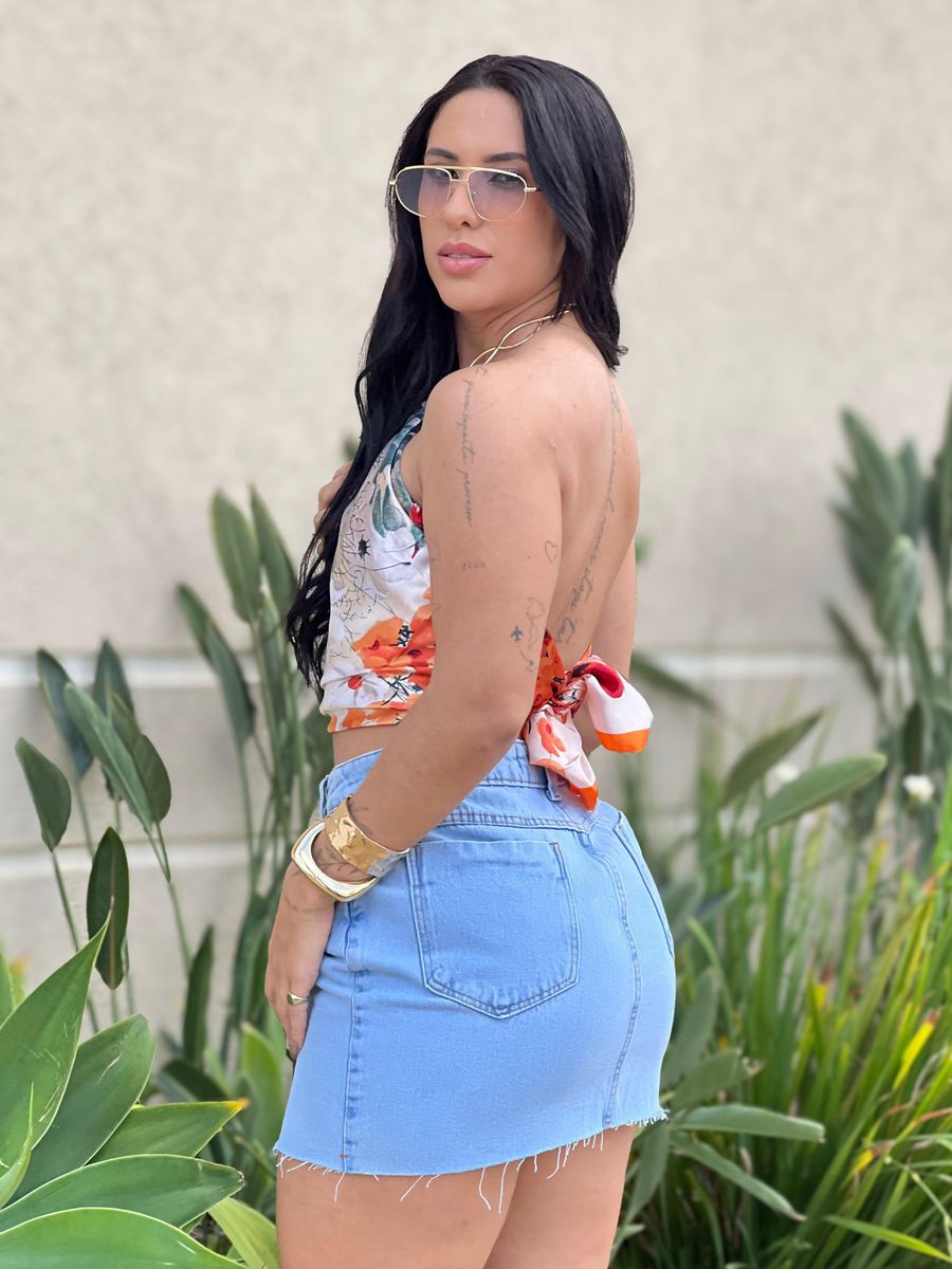 Saia Jeans Ozzo 1026 Sem Lycra Azul Jeans