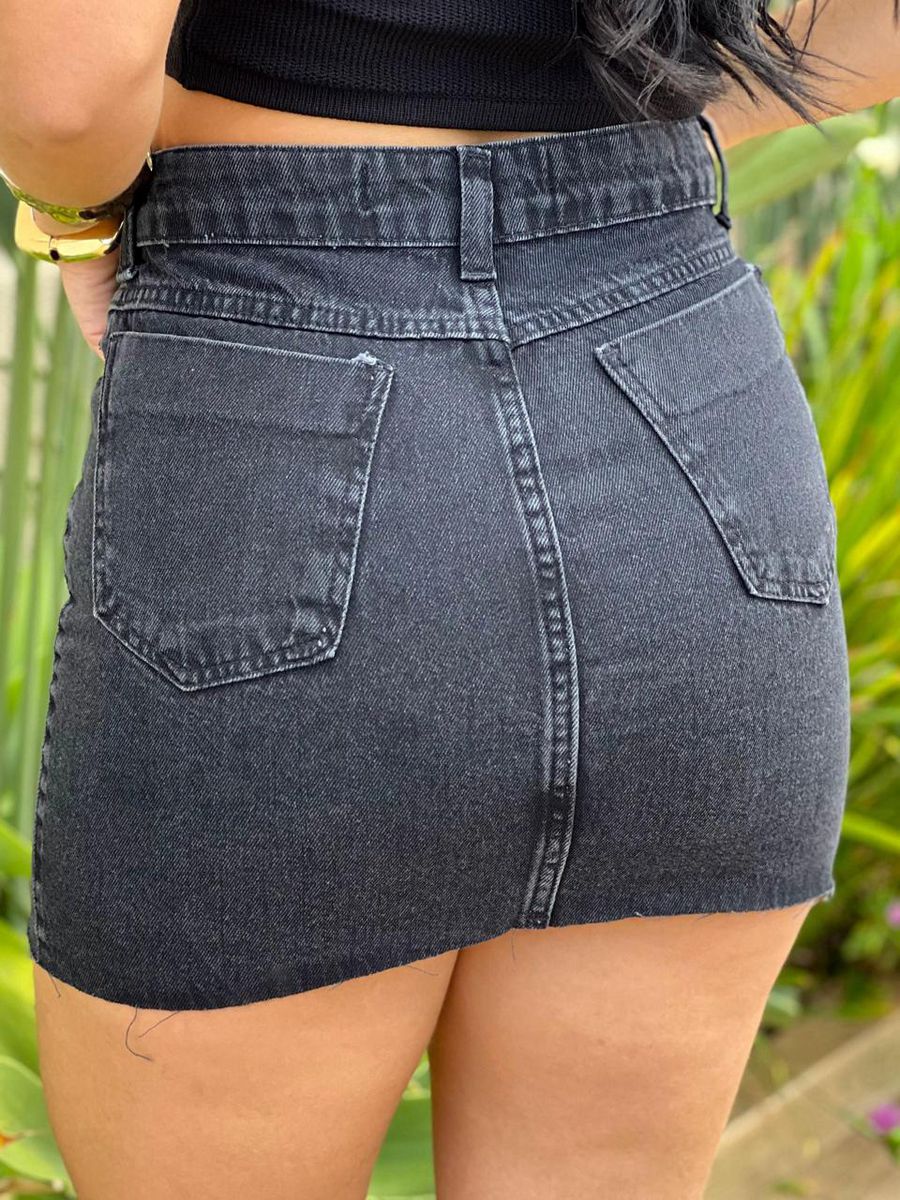 Saia Jeans Ozzo Preta 1092 Preto