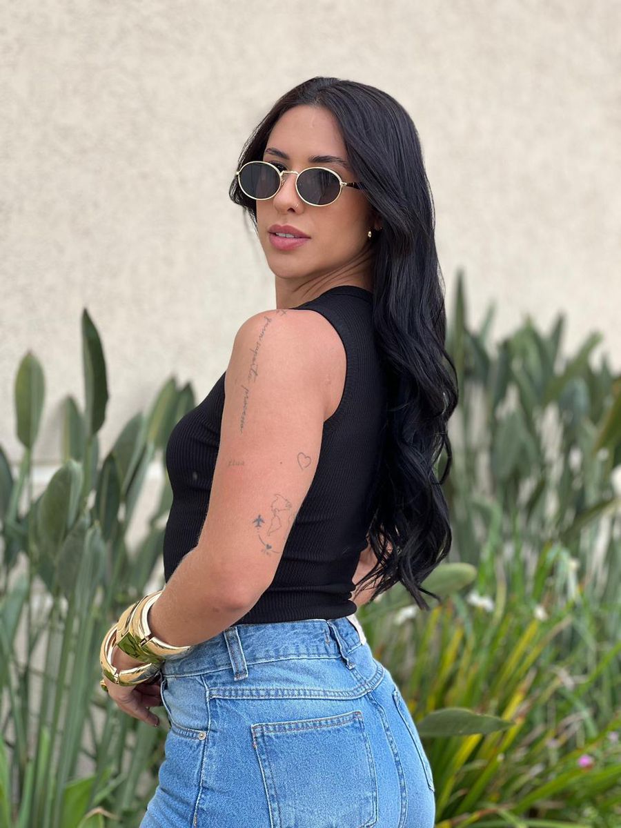 Body Regata Em Malha Anarruga Preto