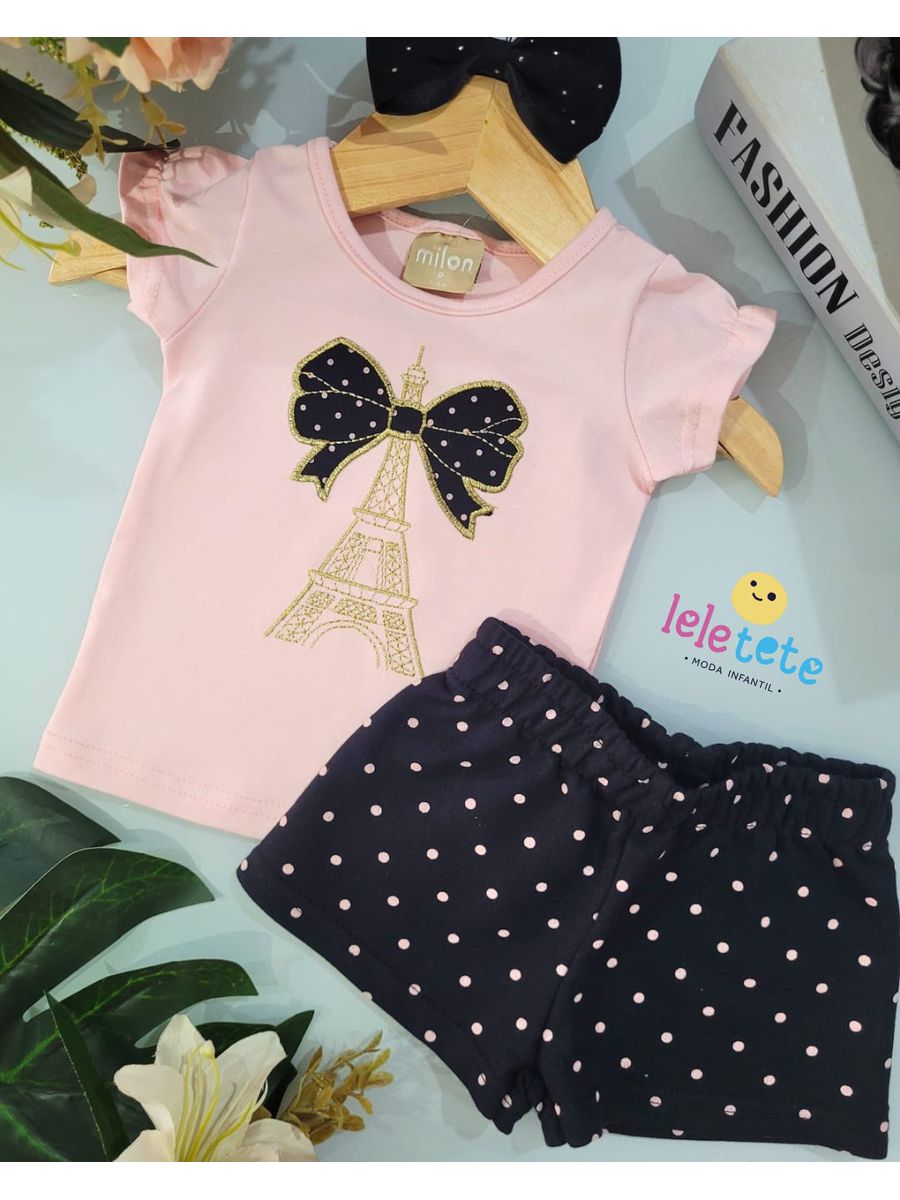 Conj Fem Laço Milon Rosa