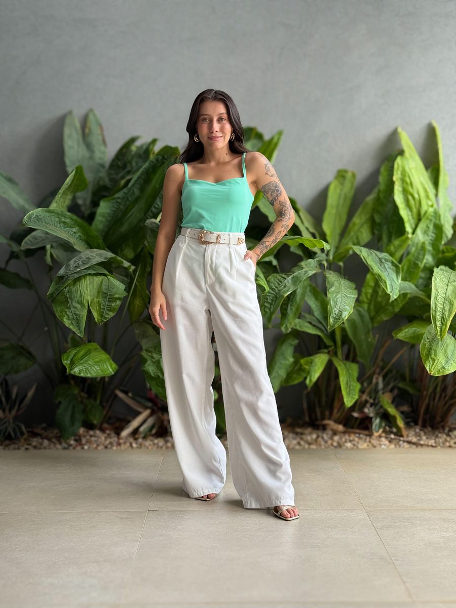 Body Poliamida Alças Finas Verde Água