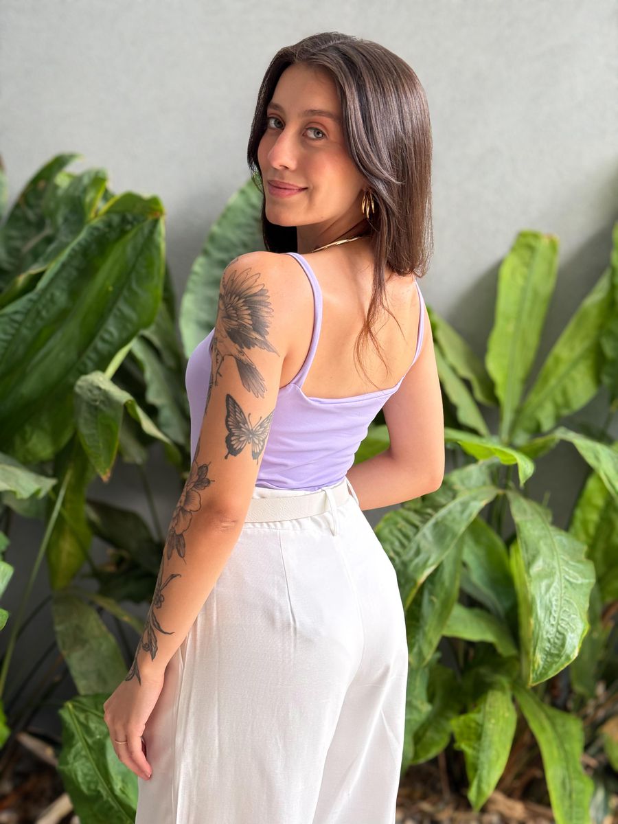 Body Poliamida Alças Finas Lilás
