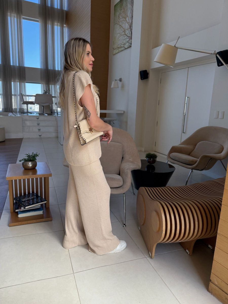 Conjunto Tricot Marcele Areia