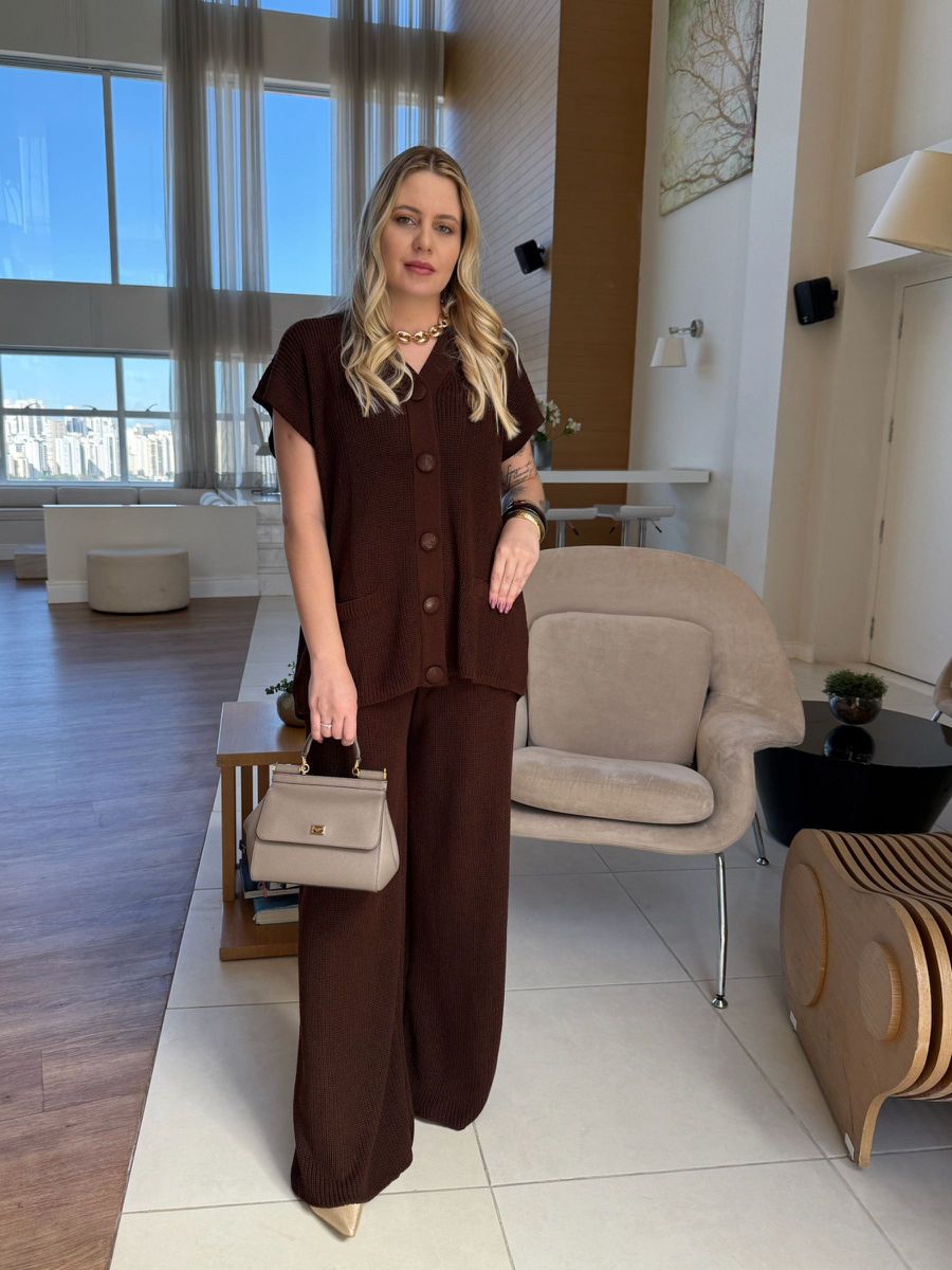 Conjunto Tricot Marcele Marrom