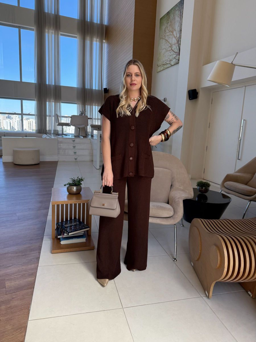 Conjunto Tricot Marcele Marrom