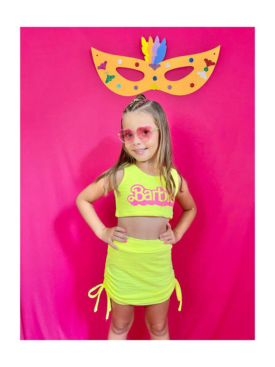 Biquíni Barbie Amarelo Neon - Dondokinha Kids